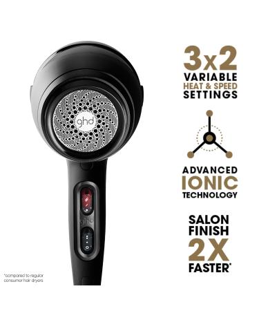 ghd Air Hair Dryer | 1600W Professional Blow Dryer with Salon Strength Motor Ionic Technology & Adjustable Temperature | Fast Drying Hair Tool - Black - Buy Online on GoSupps.com