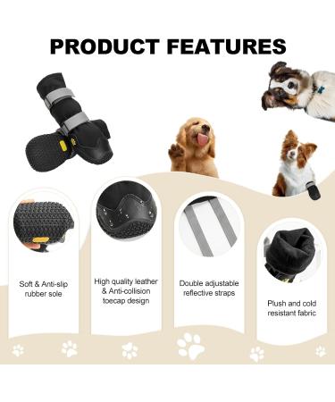 Reflective Anti-Slip Dog Shoes for Small, Medium & Large Dogs - Waterproof & Wear-Resistant Paw Protectors - 4 Pcs (L Black) - Buy Online on GoSupps.com