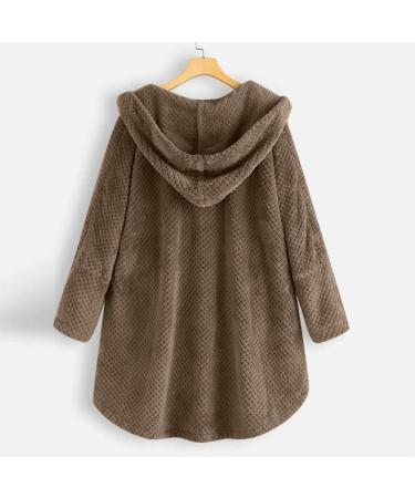 Hanxiulin Womens Fleece Jacket - Plush Cuddle Winter Parka Reversible Hooded Sweat Jacket in Coffee - Buy Online on GoSupps.com