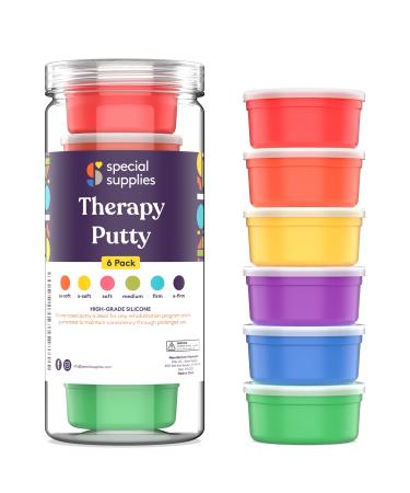 Special Supplies Therapy Putty for Kids and Adults - Resistive Hand Exercise Stress Relief Therapy Putty Kit, Set of 6 Strengths, 3 Ounces of Each Putty