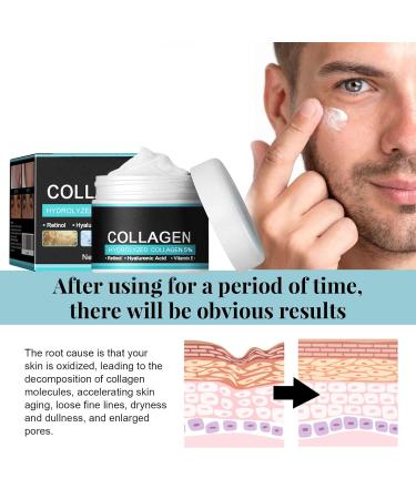 Men s Collagen Anti Wrinkle Cream 50 g Face Moisturizer with 5% Hydrolyzed Collagen Retinol Hyaluronic Acid & Vitamin E - Buy Online on GoSupps.com