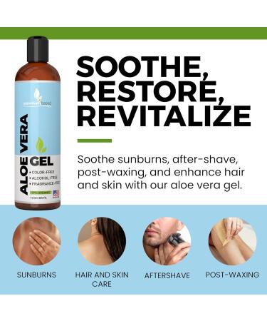 Organic Aloe Vera Gel 12oz - Pure Sunburn Relief & After Sun Care for Face & Hair - Made in USA - Buy Online on GoSupps.com