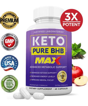 Keto Pure BHB Max 1200mg 3 Pack Supplement | Advanced Ketosis Support | Includes goBHB Exogenous Ketones | Apple Cider Vinegar, Macadamia Nut Oil, Green Tea | Men Women - Buy Online on GoSupps.com