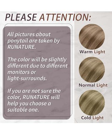 Runatur Real Hair Ponytail Extensions - Brown & Blonde Highlights 55cm Straight 80g Smooth Braid #10P16 - Buy Online on GoSupps.com