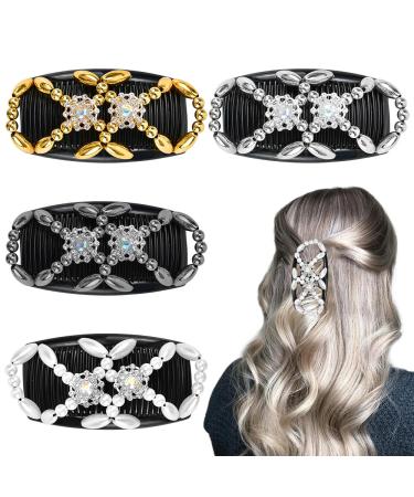 Hekobag Pearls Hair Feasts - 4 Stretchable Combs & Elastic Hair Clips for Women & Girls - Buy Online on GoSupps.com