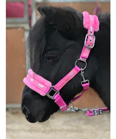 Equipride Horse Print Faux Lined Nylon Headcollars with Matching Lead Rope PINK (Pony)