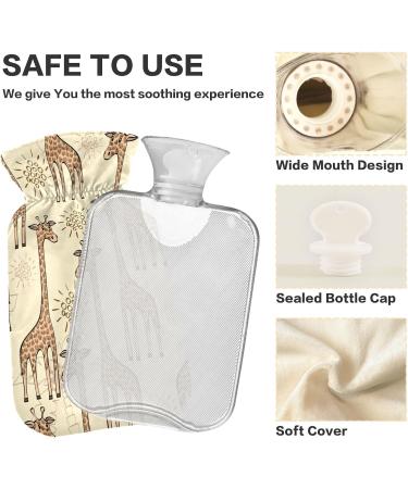 Hot Water Bottle with Giraffe Cover - 2L Large Pain Relief & Hot/Cold Compress - Eco-Friendly - Buy Online on GoSupps.com