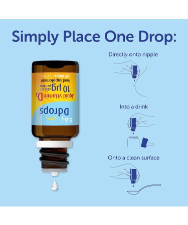 Baby Ddrops 10g 60 Drops | Daily Vitamin D3 Supplement for Infants & Children | Supports Teeth & Bone Health | Non-GMO & Allergy-Friendly - Buy Online on GoSupps.com
