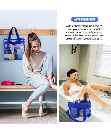 Portable Shower Mesh Caddy Bag for Travel and Swimming - Quick Dry Toiletry Organizer with Zipper (Dark Blue) - Buy Online on GoSupps.com