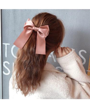 6PCS Big Bow Satin Hair Clips Ribbon French Hair Barrettes Bowknot Clip Hair Bow Clips Bow Hairpins Hair Accessories with Tails(Color Random) - Buy Online on GoSupps.com