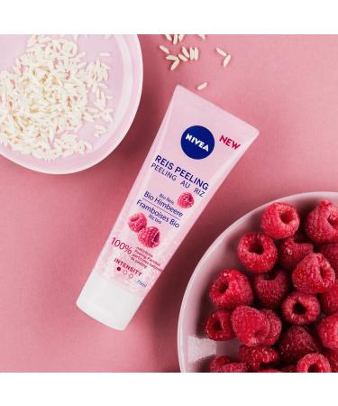 Nivea Rice Peeling Organic Raspberry 75ml - Natural Facial Cleanser | Gentle Exfoliation No Microplastics - Buy Online on GoSupps.com