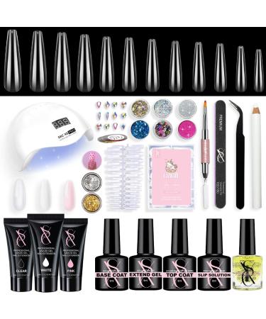SXC Cosmetics Poly Extension Gel Nail Kit All in One Gel Nail Art Extension Starter Kit for beginners (Lazygirl Series)
