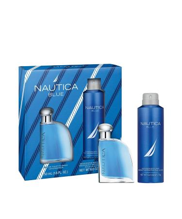 Nautica Blue Men's Gift Set - 1.6oz Eau De Toilette + 6.0oz Deodorizing Body Spray - Buy Online on GoSupps.com
