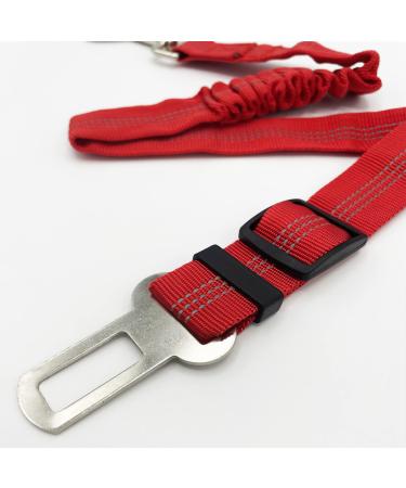 Anti Shock Bungee Universal Seatbelt For Dogs Pets Car Travel Dog Accessories Adjustable Elastic Strap Safety Harness Restraint Lead (Red)