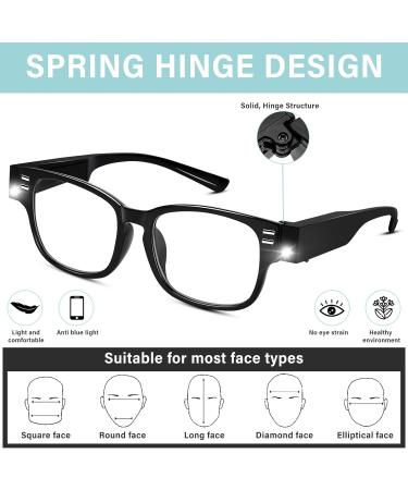 Buy LED Reading Glasses with Lights - Blue Light Blocking & Magnifying Eyewear | Nighttime Reader +3.5 +350 - Buy Online on GoSupps.com