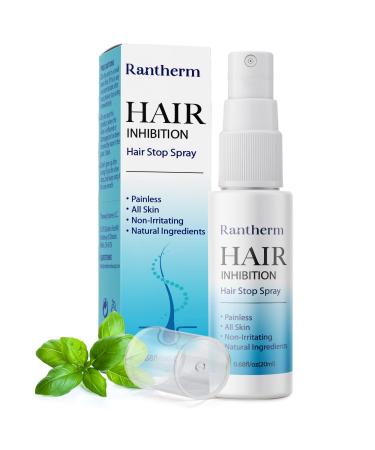 RANTHERM Hair Removal Spray, Hair Inhibitor, Hair Stop Growth Spray For Arm Underarm Legs Face Back Leg Chest Bikini, Natural Ingredient, Non-Irritating Hair Removal Spray for Women and Men White