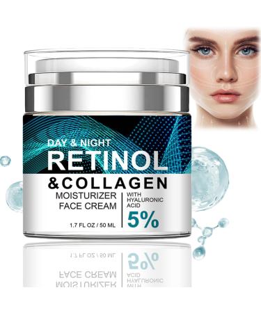 Retinol Collagen Cream with 5% Hyaluronic Acid Retinol Face Cream with Collagen Anti Wrinkle Face Cream Anti Aging Face Cream Retinol Serum for Face Night Moisturiser Day Cream for Women Anti Aging