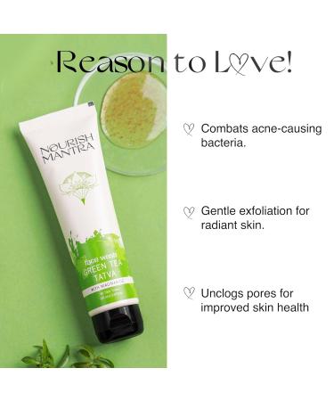 NOURISH MANTRA Green Tea Tatva Face Wash - 2-in-1 Exfoliator & Cleanser with Niacinamide | All Skin Types | Paraben & SLS Free | 100ml - Buy Online on GoSupps.com