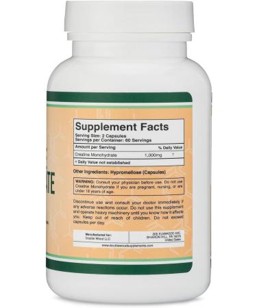 Double Wood Creatine Pills 1000mg (120 Capsules) - Micronized Monohydrate Powder  Vegan  Non-Stim Preworkout - Buy Online on GoSupps.com