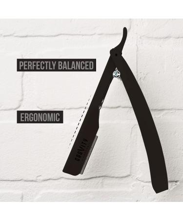 Premium Stainless Steel Barber Straight Razor Kit - Matte Black + 10 Derby Blades - Buy Online on GoSupps.com