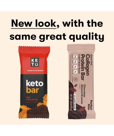 Perfect Keto Collagen Protein Bar - Almond Butter Brownie - Pack of 12 - 1.58 Oz. - Buy Online on GoSupps.com