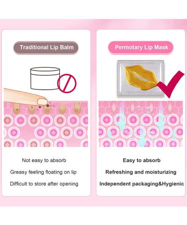 Permotary 30 Pcs Gold Gel Collagen Lip Masks â€“ Moisturizing & Anti-Aging Crystal Lip Pads - Buy Online on GoSupps.com