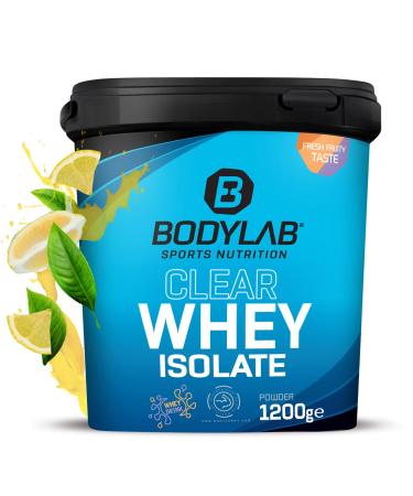 Bodylab24 Clear Whey Isolate 1200g Ice Tea Lemon, protein shake made from 96% whey protein isolate, refreshing fruity drink, can help build muscle