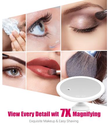 EASEHOLD 7X Magnifying Makeup Mirror - Rechargeable, 3 Color Light, Suction Cup & Wall Mounted, Touch Control, 360 Rotation - Portable Vanity Mirror - Buy Online on GoSupps.com