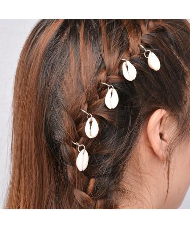 Bodhi2000 20 hair rings/hair clips for women and girls with hand cross mussel leaf fans hair accessories for braids Silver Shell