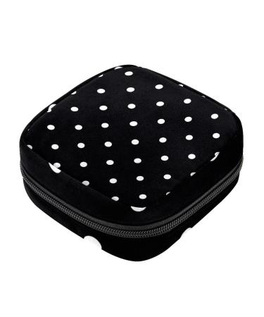 Sanitary Napkin Storage Bag Feminine Product Pouches Portable Period Kit Bag for Girls Women Ladies White Black Polka Dot