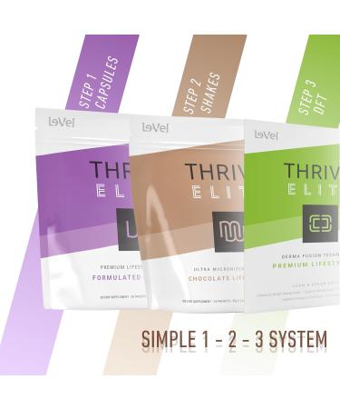 Le-Vel Thrive Elite Chocolate Lifestyle Mix | Protein Shake for Men & Women | Gluten Free Chocolate Protein Powder | High Calorie Protein Shake | 16 Packets (Single Serves) - Buy Online on GoSupps.com
