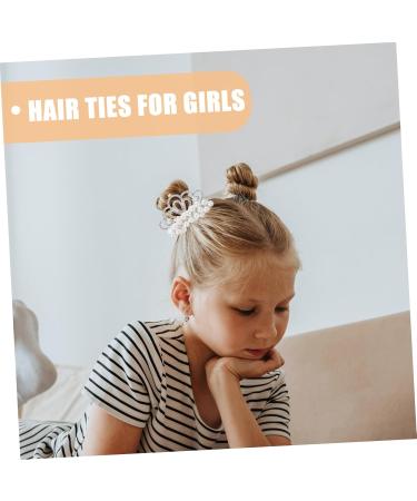 hair accessories elastic hair tie pearl hair scrunchies pearl crown hair scrunchies pearl hair tie with crown pearl beaded hair tie crown hair tie child alloy plastic rubber band - Buy Online on GoSupps.com