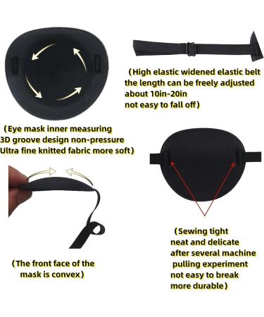 Adjustable Black Eye Patch for Amblyopia | Washable Pirate Style Eye Patch for Adults & Kids | Suitable for Left or Right Eye - 1 Pack - Buy Online on GoSupps.com