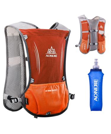 Azarxis drinking bag 5l / 5.5l / 8l ultra -light running backpack trail running backpack hydration pack for running jogging hiking marathon orange (5l) - with 1 soft flask (500ml)