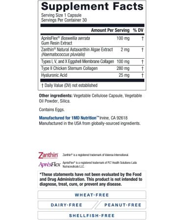 1MD Nutrition MoveMD - Joint Health Supplement - Doctor Formulated | with Collagen Astaxanthin and More | 30 Capsules (3-Pack) 30 Count (Pack of 3) - Buy Online on GoSupps.com