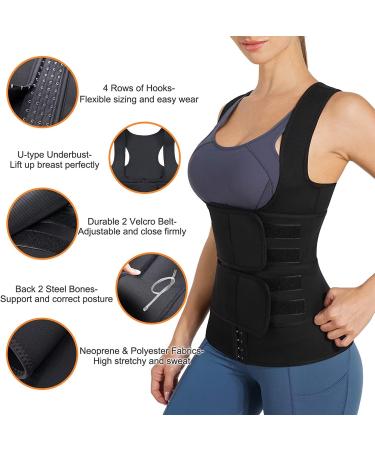 KUMAYES Sauna Vest for Women - Neoprene Slimming Corset Waist Trainer & Shapewear Tank Top - Body Shaper in Black - International Shipping Available - Buy Online on GoSupps.com