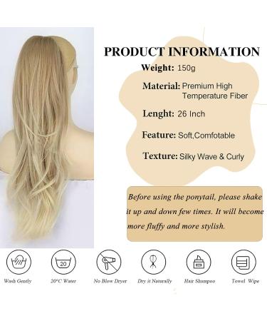 Aikaa Long Braid Ponytail Hair Extension - 65cm Wavy Natural Brown & Blonde Hair for Women | Smooth Stylish & Easy to Use - Buy Online on GoSupps.com