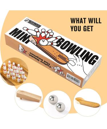3 Otters Mini Bowling Set - Wooden Tabletop Game for Home and Office | Desk Toys for Coworkers - Buy Online on GoSupps.com