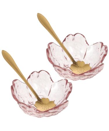 Beaupretty Pink Face Mask 2 Sets Facial Masks Mixing Bowls Flower Shaped Bowls with Metal Spoons Essential Oil Bowl for Home Salon Skin Care Mask