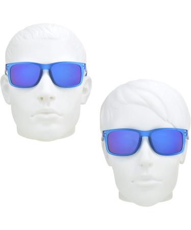 proSPORT Caribbean Blue Reading Sunglasses - Horn Rim Frame Blue Mirrored Lenses for Men & Women Non-Bifocal 2.0x Magnification | International Shipping Available - Buy Online on GoSupps.com