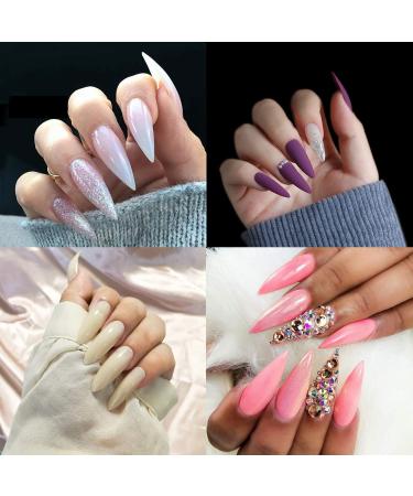 Noverlife 1200PCS C Curved Long Stiletto French False Nail Tips | 10 Sizes Half Cover Acrylic Claw Nails | Nail Art Fingernail Tips for Salon DIY | Clear & Natural - Buy Online on GoSupps.com