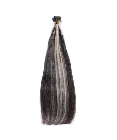 Premium 100% Remy Keratin Bonded Hair Extensions - #1B/Gray - 25 Strands - 70cm U-Tip - Novon Hair Extensions - Buy Online on GoSupps.com