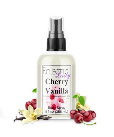 Womens Cherry Vanilla Body Spray - Eclectic Lady Double Strength Body Spray For Womens Fragrance Women's Sweet Scented Fragrances Handcrafted in USA Paraben-Free (Double Strength 8 oz) 8 Fluid Ounces (Double Strength)