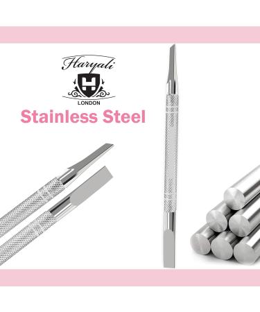Haryali London Cuticle Pusher - 6" Cuticle Pusher Tool - Cuticle cutter - Cuticle Remover - Cutter Knife End Cuticle Trimmer and Pusher - for Safe and Precise Cuticle Removal - Stainless Steel - Buy Online on GoSupps.com