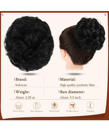 Sofeiyan Jet Black Claw Clip Messy Bun Hair Piece for Women - Wavy Curly Chignon Ponytail Hairpiece with Tousled Updo Extensions - Buy Online on GoSupps.com
