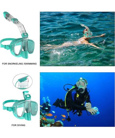Bairuifu Dry Top Foldable Snorkel Mask Set - 180 Panoramic View, Anti-Fog & Leak Protection, Camera Mount, Ideal for Scuba Diving & Snorkeling - Light Blue, Large - Buy Online on GoSupps.com