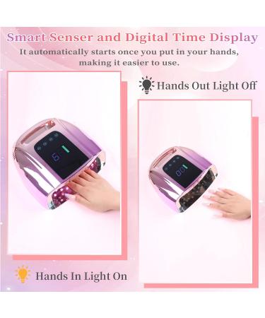 BOMOQING 96W Rechargeable UV LED Nail Lamp Portable Cordless UV Light for Nails with LCD Display Auto Sensor 4 Timer Setting and Smart Sensor Nail Dryer Nail Cure Light with Removable Bottom(Colorful) Purple - Buy Online on GoSupps.com