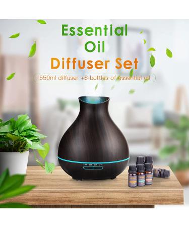 BZseed 550ml Essential Oil Diffuser Set - Aromatherapy & Cool Mist Humidifier with 4 Timer, 7 Color Lights, Wood Grain Design - Waterless Auto-Off for Home - Upgraded Black - Buy Online on GoSupps.com