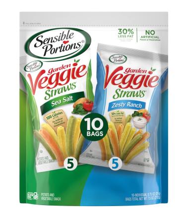 Sensible Portions Garden Veggie Straws, Sea Salt & Ranch Multipack.75 oz Bag, 10 Count