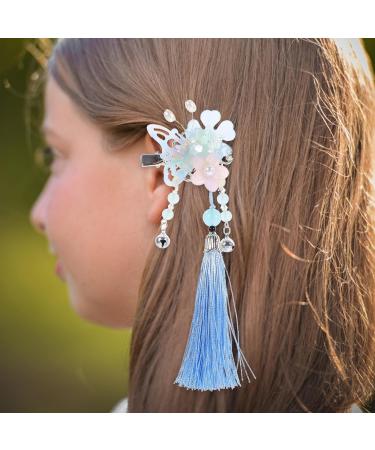 Beaupretty Chinese Side Clip with Tassel 1 Pair Butterfly Flower Bell Hair Clip Barrette Vintage Bride Wedding Hair Traditional Costume Kimono Hanfu Headpiece - Buy Online on GoSupps.com